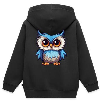 Süße Eule mit großen Kulleraugen - Kinder Premium Organic Zip Hoodie - Schwarz - Hinten - AI Model Kid Male (0cm)