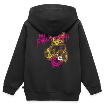Verlaufener Bär Spruch No Fake Smile Given - Kinder Premium Organic Zip Hoodie - Schwarz - Hinten - AI Model Kid Male (0cm)