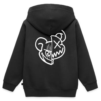 Benommener Teddybär - Kinder Premium Organic Zip Hoodie - Schwarz - Hinten - AI Model Kid Male (0cm)