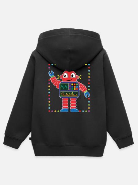 Kleiner bunter Roboter - Kinder Premium Organic Zip Hoodie - Schwarz