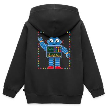 Kleiner bunter Roboter für kleine Raumfahrer - Kinder Premium Organic Zip Hoodie - Schwarz - Hinten - AI Model Kid Male (0cm)