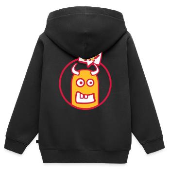 Niedliche Comic Figur (Ausrufezeichen, Kreis) - Kinder Premium Organic Zip Hoodie - Schwarz - Hinten - AI Model Kid Male (0cm)