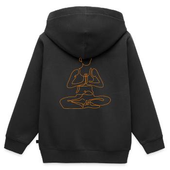 1 Yoga Padmasana oder Lotusblüte | 6. Flamme GoldRubin - Kinder Premium Organic Zip Hoodie - Schwarz - Hinten - AI Model Kid Male (0cm)