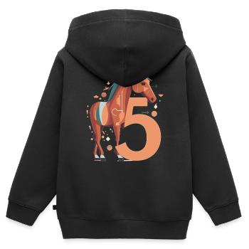 5th Birthday Horse - Kids Premium Organic Zip-up Hoodie - black - Back - AI Model Kid Male (0cm)