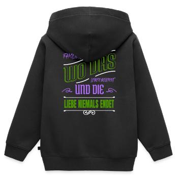 writers quote coffeecups editor book author blog - Kinder Premium Organic Zip Hoodie - Schwarz - Hinten - AI Model Kid Male (0cm)