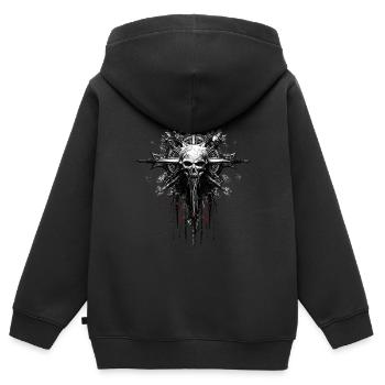 Gruseliger Schädelkreuz - Kinder Premium Organic Zip Hoodie - Schwarz - Hinten - AI Model Kid Male (0cm)