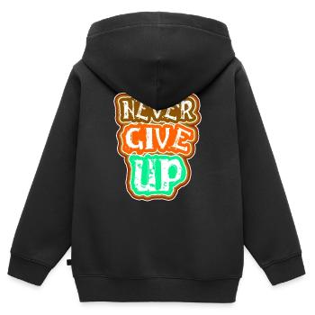 Geben Sie niemals auf - Kinder Premium Organic Zip Hoodie - Schwarz - Hinten - AI Model Kid Male (0cm)