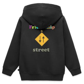 Freundschaft ist keine Einbahnstraße - Kinder Premium Organic Zip Hoodie - Schwarz - Hinten - AI Model Kid Male (0cm)