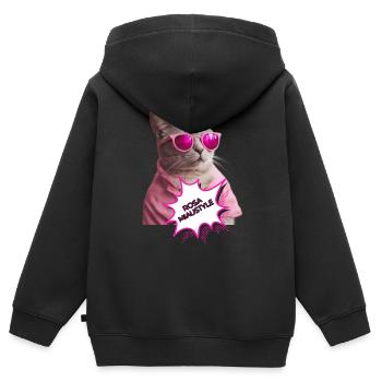 Rosa Miaustyle - Kinder Premium Organic Zip Hoodie - Schwarz - Hinten - AI Model Kid Male (0cm)