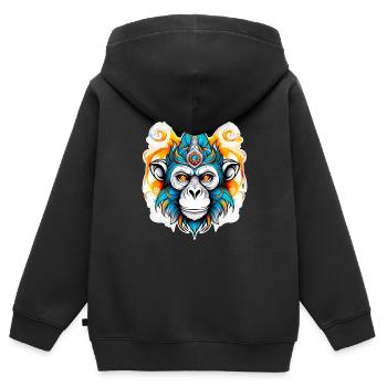 Affe Stencil - Kinder Premium Organic Zip Hoodie - Schwarz - Hinten - AI Model Kid Male (0cm)