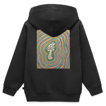 Champignon de rêve - Sweat Premium à capuche zippé enfant bio - noir - Dos - AI Model Kid Male (0cm)