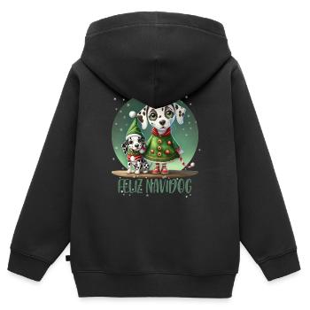 Elfe dalmatien - Sweat Premium à capuche zippé enfant bio - noir - Dos - AI Model Kid Male (0cm)