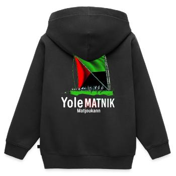 Drapeau Martinique Bateau Yole Homme Ou Femme - Sweat Premium à capuche zippé enfant bio - noir - Dos - AI Model Kid Male (0cm)