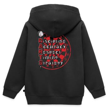 Compétences en fléchettes - Sweat Premium à capuche zippé enfant bio - noir - Dos - AI Model Kid Male (0cm)