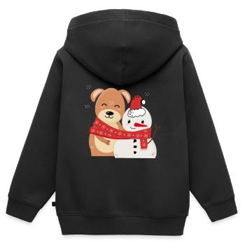 St. Nicholas Snowman - Kids Premium Organic Zip-up Hoodie - black - Back - AI Model Kid Male (0cm)