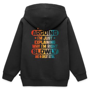 lustig Ich streite nicht, ich erkläre nur, dass ich Recht habe - Kinder Premium Organic Zip Hoodie - Schwarz - Hinten - AI Model Kid Male (0cm)