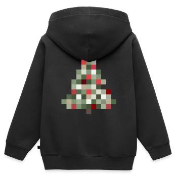 Arbre de Noël rétro 8 bits Noël - Sweat Premium à capuche zippé enfant bio - noir - Dos - AI Model Kid Male (0cm)