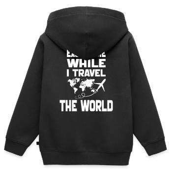 Entschuldigen Sie, während ich die Welt reise-Camping 2024 - Kinder Premium Organic Zip Hoodie - Schwarz - Hinten - AI Model Kid Male (0cm)