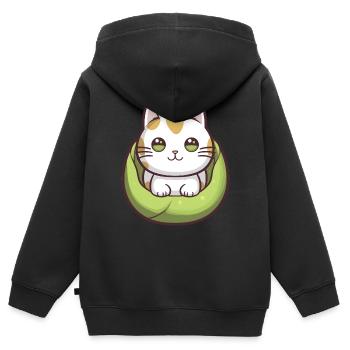 Katze im Korb Kawaii - Kinder Premium Organic Zip Hoodie - Schwarz - Hinten - AI Model Kid Male (0cm)