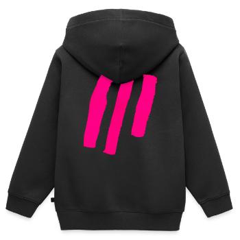 Streifen - Pink - Kinder Premium Organic Zip Hoodie - Schwarz - Hinten - AI Model Kid Male (0cm)