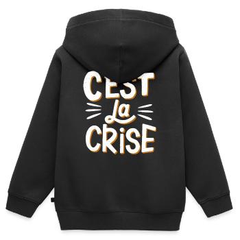 C'est la crise - Sweat Premium à capuche zippé enfant bio - noir - Dos - AI Model Kid Male (0cm)