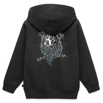unvergessen - Kinder Premium Organic Zip Hoodie - Schwarz - Hinten - AI Model Kid Male (0cm)