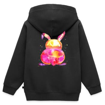 Gute Laune Hase - Kinder Premium Organic Zip Hoodie - Schwarz - Hinten - AI Model Kid Male (0cm)