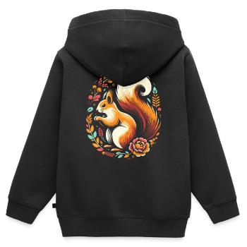 Ecureuil - Sweat Premium à capuche zippé enfant bio - noir - Dos - AI Model Kid Male (0cm)