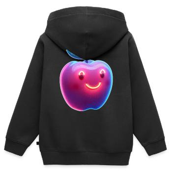 Leuchtender Kinder-Apfel – Neon-Style Design - Kinder Premium Organic Zip Hoodie - Schwarz - Hinten - AI Model Kid Male (0cm)
