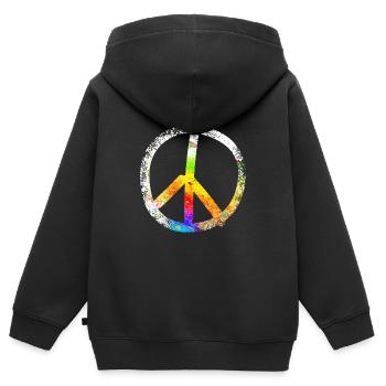 peace sign speckled 03 - Kinder Premium Organic Zip Hoodie - Schwarz - Hinten - AI Model Kid Male (0cm)