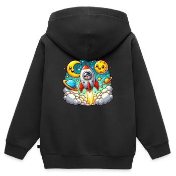 Space Shuttle - Kinder Premium Organic Zip Hoodie - Schwarz - Hinten - AI Model Kid Male (0cm)
