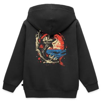 Angeln Fishing Ausflug Fische See Angelrute fisher - Kinder Premium Organic Zip Hoodie - Schwarz - Hinten - AI Model Kid Male (0cm)