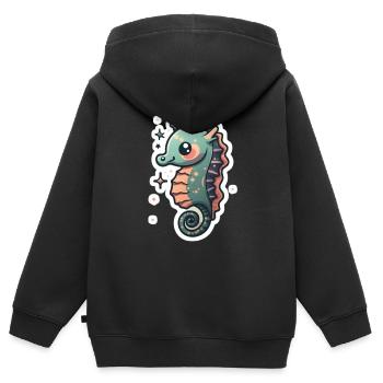 Seahorse Lover - Kids Premium Organic Zip-up Hoodie - black - Back - AI Model Kid Male (0cm)