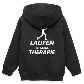 Marathon Running Jogging - Kinder Premium Organic Zip Hoodie - Schwarz - Hinten - AI Model Kid Male (0cm)
