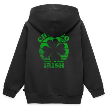Irlandais de Chicago - Sweat Premium à capuche zippé enfant bio - noir - Dos - AI Model Kid Male (0cm)