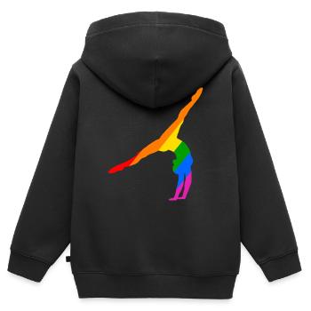 Handstand im Regenbogen - Kinder Premium Organic Zip Hoodie - Schwarz - Hinten - AI Model Kid Male (0cm)
