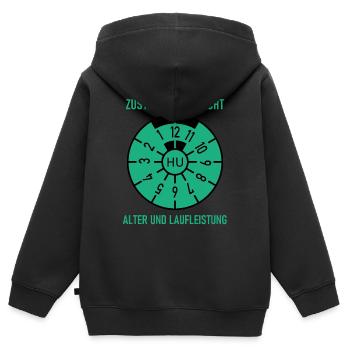 HU - Zustand entspricht Alter und Laufleistung - Kinder Premium Organic Zip Hoodie - Schwarz - Hinten - AI Model Kid Male (0cm)