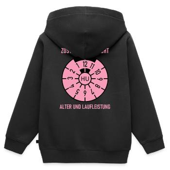 HU - Zustand entspricht Alter und Laufleistung - Kinder Premium Organic Zip Hoodie - Schwarz - Hinten - AI Model Kid Male (0cm)