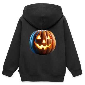 Jack o Lanterne citrouille - Sweat Premium à capuche zippé enfant bio - noir - Dos - AI Model Kid Male (0cm)