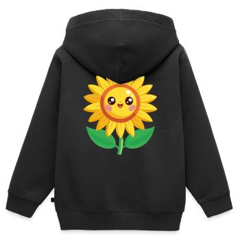 eine fröhliche Sonnenblume - Kinder Premium Organic Zip Hoodie - Schwarz - Hinten - AI Model Kid Male (0cm)