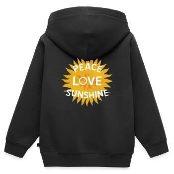 Hippie Peace Love Sunshine Sonnenblume - Kinder Premium Organic Zip Hoodie - Schwarz - Hinten - AI Model Kid Male (0cm)
