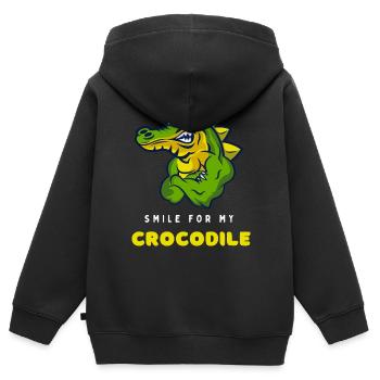Sourire de dessin animé pour mon crocodile - Sweat Premium à capuche zippé enfant bio - noir - Dos - AI Model Kid Male (0cm)