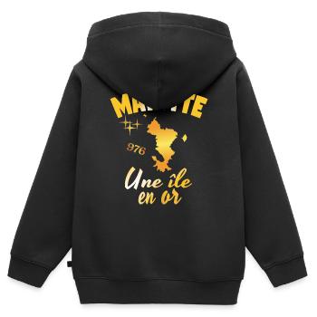 Geschenkidee Grafikdesign Karte von Mayotte 976 - Kinder Premium Organic Zip Hoodie - Schwarz - Hinten - AI Model Kid Male (0cm)