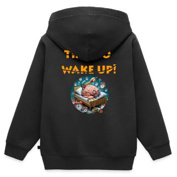 TIME TO WAKE UP - Kids Premium Organic Zip-up Hoodie - black - Back - AI Model Kid Male (0cm)