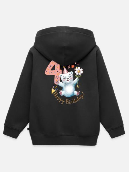 Kind Eisbär 4 Jahre 4. Geburtstag - Premium børne zip-hættetrøje økologisk - sort