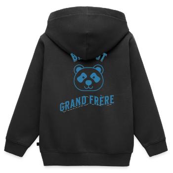 Bientôt grand frère - Sweat Premium à capuche zippé enfant bio - noir - Dos - AI Model Kid Male (0cm)