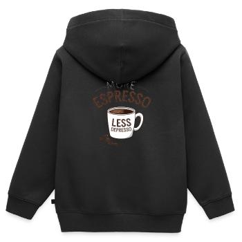 Espresso, Coffee, Kaffee, Latte, Geschenkidee - Kinder Premium Organic Zip Hoodie - Schwarz - Hinten - AI Model Kid Male (0cm)