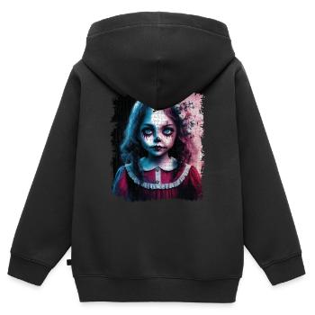Cute Girl Halloween Scary Smile jigsaw - Kids Premium Organic Zip-up Hoodie - black - Back - AI Model Kid Male (0cm)