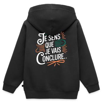 Je sens que je vais conclure - Sweat Premium à capuche zippé enfant bio - noir - Dos - AI Model Kid Male (0cm)