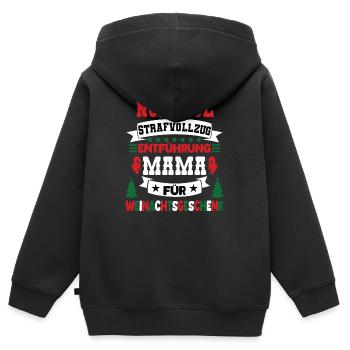 Pénitencier du pôle Nord Maman Drôle Noël - Sweat Premium à capuche zippé enfant bio - noir - Dos - AI Model Kid Male (0cm)